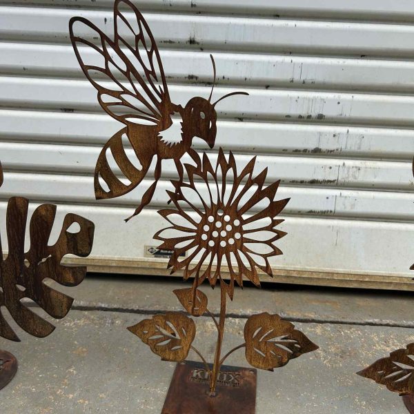 60cm Rustic Bee On Stand